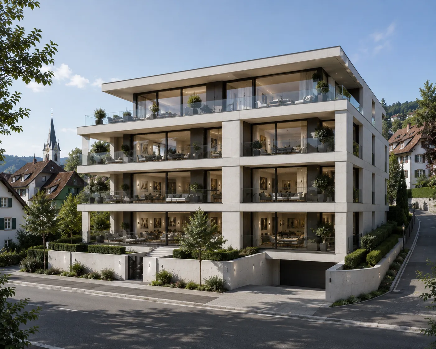 Mehrfamilienhaus am Dorfrand — Aussenvisualisierung Velaro Rendering