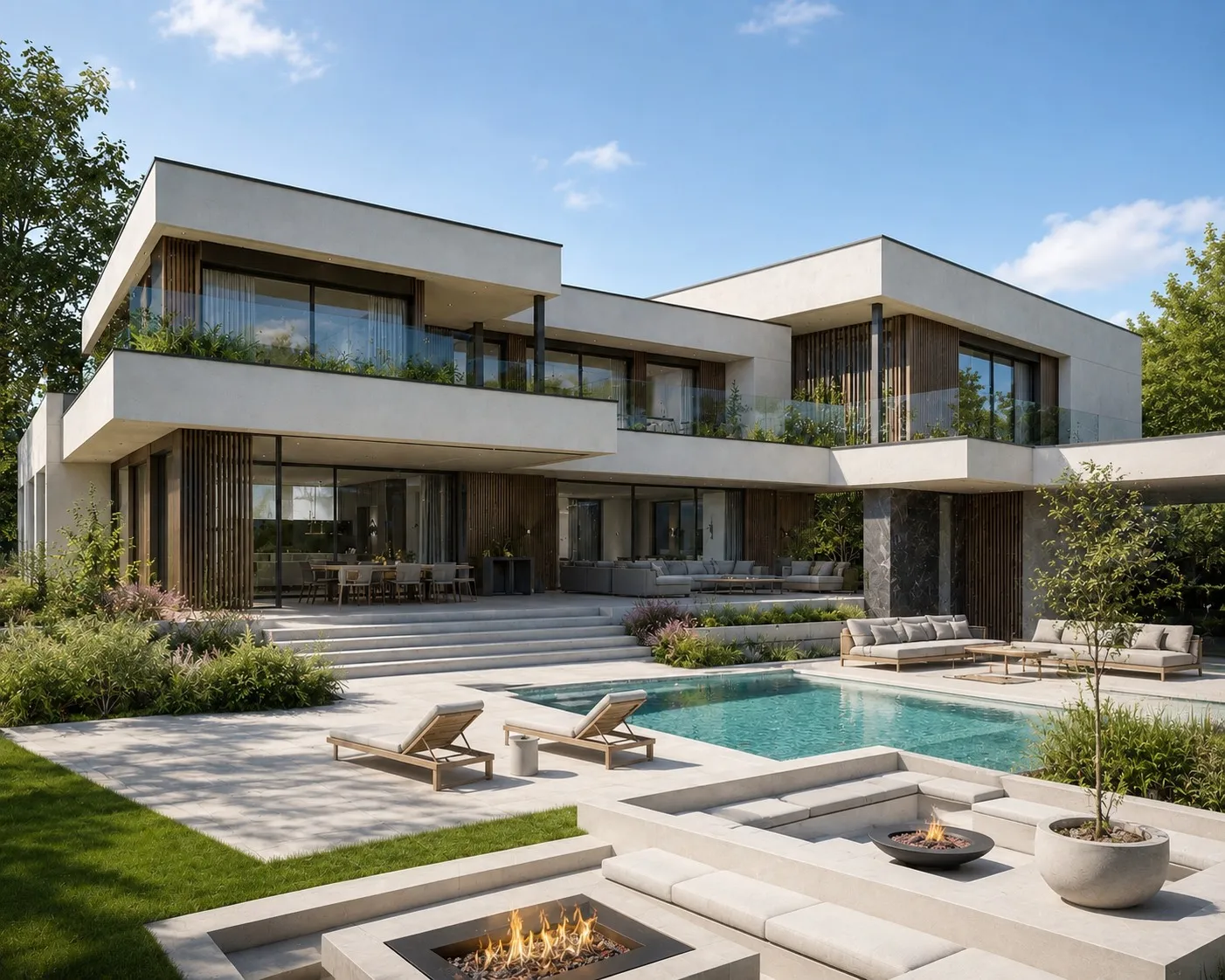 Villa mit Poolanlage — Aussenvisualisierung Velaro Rendering