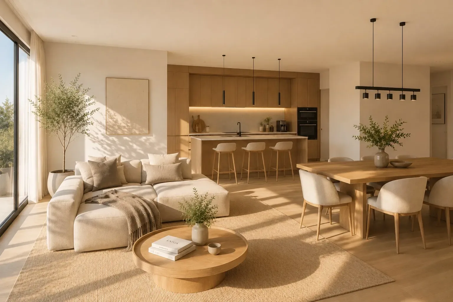 Offener Wohnbereich — Interior · Wohnen, Architekturvisualisierung von Velaro Rendering