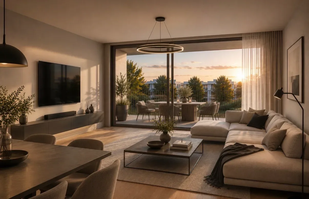 Wohnzimmer Naturell — Interior · Wohnen, Architekturvisualisierung von Velaro Rendering