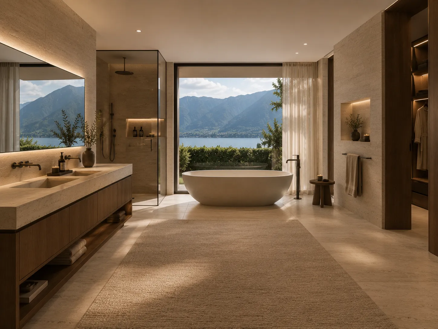 Masterbad mit Seeblick — Interior · Bad Visualisierung von Velaro Rendering