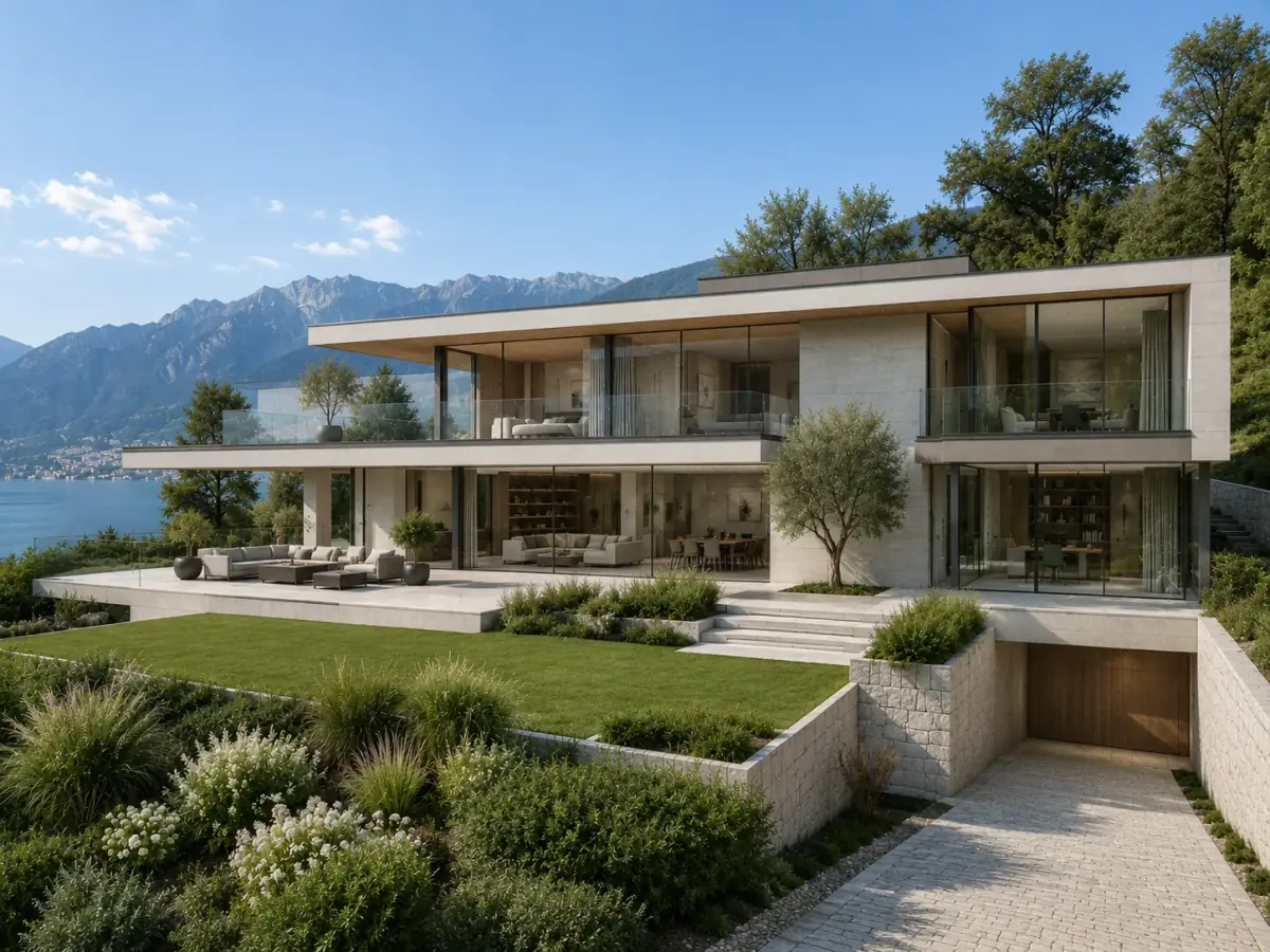 Fotorealistische Visualisierung einer Villa am See von Velaro Rendering